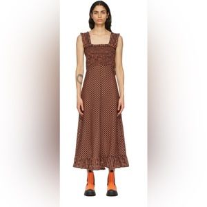 Ganni Gingham Shirred Irridescent Dress Size 44 (is xl size 14) - only worn once